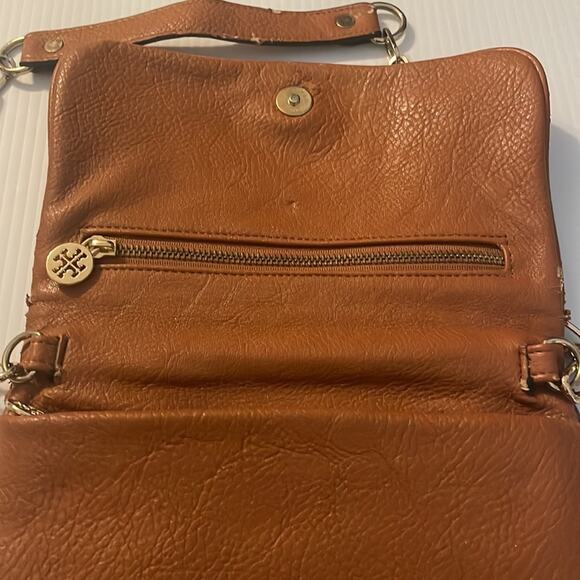 Tory Burch Brown leather Reva flap Clutch with gold chain strap - Picture 8 of 14